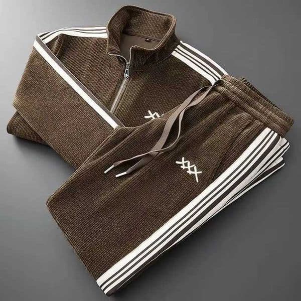 Autumn Winter warm sports Men Sets suit for men zipper stand-up collar cardigan jacket straight leg sweatpants two-piece setXJ251106
