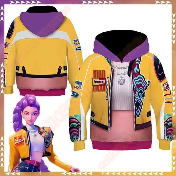 2025 NEW Movie Demon Hunter KPop Rumi Cosplay Fantasy Girls Hoodie Clothing Costume Disguise Teen 6 to 14 Years Fantasia OutfitsXJ251107