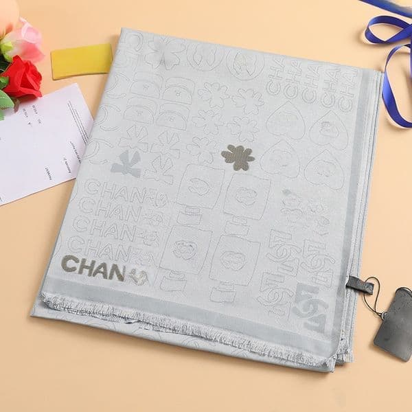 Designer Embroidered Silk Scarf - Neutral Tone Oversized Shawl 70x28 Inches, Breathable Summer Spring Travel Wrap for Women