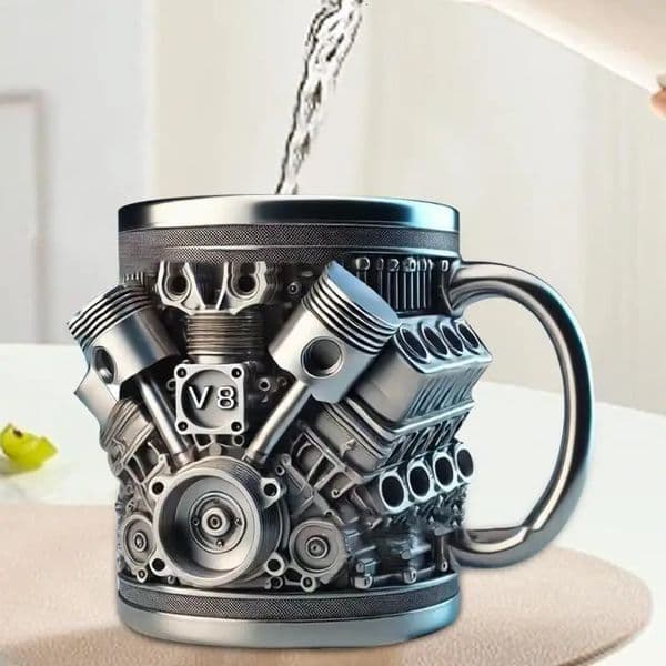 V8 Engines Stainless Steel Coffee Mug Creative Resin Water Cup Funny V6 Wine Container Accessories R251107