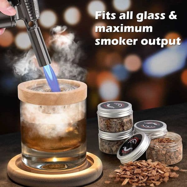 Cocktail Smoker Set Bar Wooden Smoked Wood Hood Whiskey Smoking Wood Chips Box Cocktails Infuser Kit Kitchen Accessories Y251107a