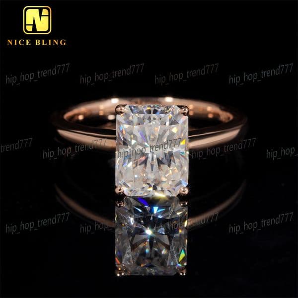 Luxury Radiant Cut Diamond Wedding Rings Women 14K Real Gold VVS Moissanite Engagement Ring for Women