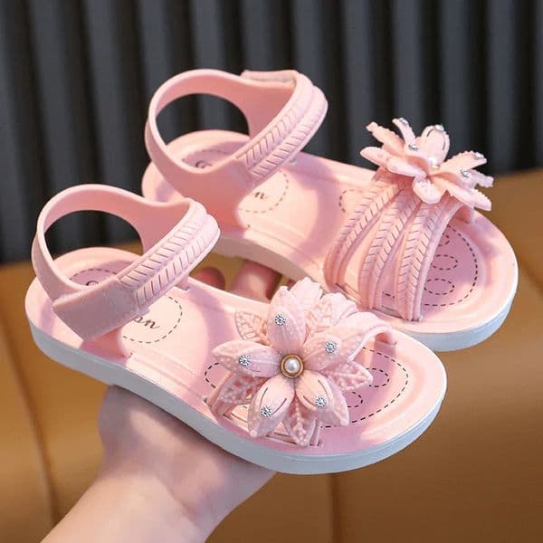 Summer Cute Flower Aged 2-8 Children Slippers Soft Goodly Sandals For Girls Non-slip Seabeach Flip Flops Kids Princess Shoes 250408