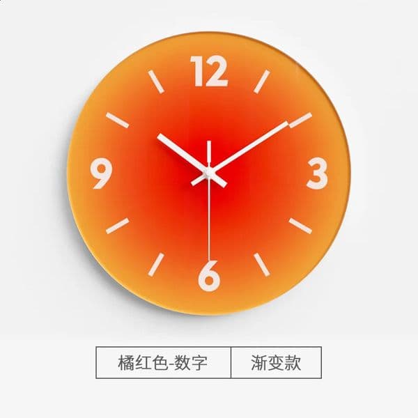 2026 Nordic Sunset Wall Celebrity Ins Light Living Room Punch-Free Creative Decoration Mute Simple Glass Clock Free Shipping 03
