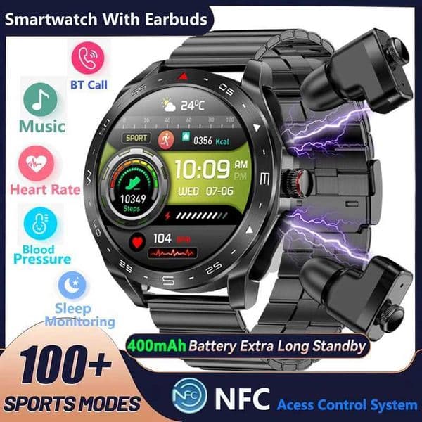New 2-in-1 earphones smartwatch womens NFC etooth call health monitoringXJ250408
