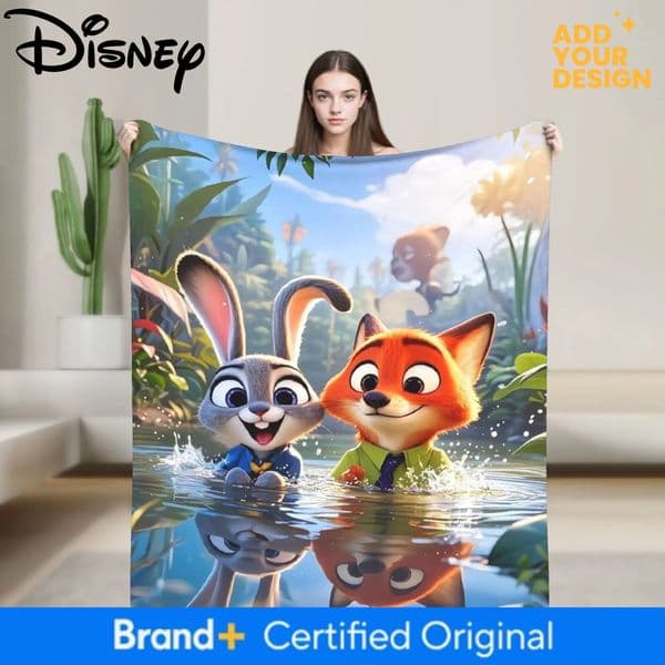 Custom Warm Soft Decorative Zootopias 2 Throw Blanket Nick Judy Cartoon Flannel Bedspread For Couch Sofa Bed Cover