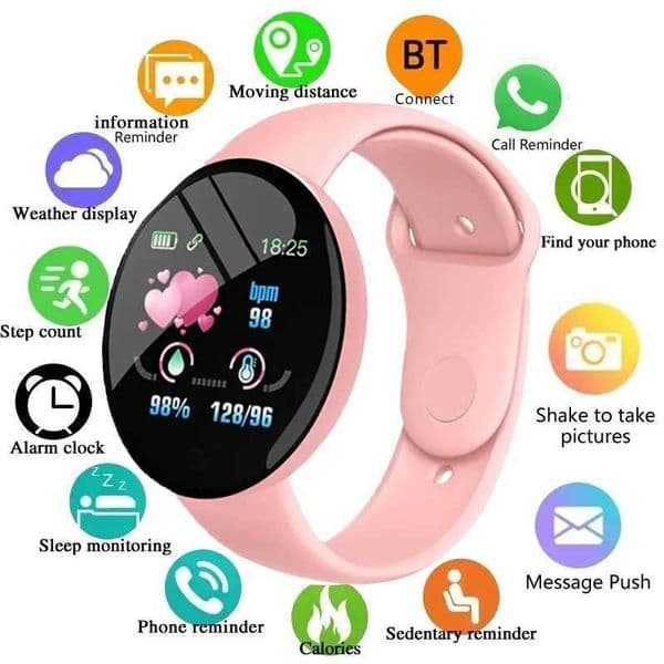 D18 Waterproof Color Circular Sn Smart Bracelet Heart Rate Blood Pressure Sleep Monitor Walking Exercise Fitness Smart Watch B41XJ250408