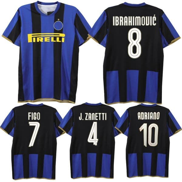 2008 2009 ADRIANO retro soccer jerseys 08 09 FIGO STANKOVIC IBRAHIMOVIC classic shirt J.Zanetti BALOTELLI inter home vintage jersey