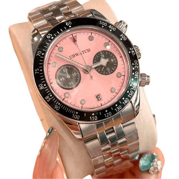 T1 Black Bay Chrono Pink DIAL Quartz Chrono Mens Watches Durable Stainless Steel Wristwatches