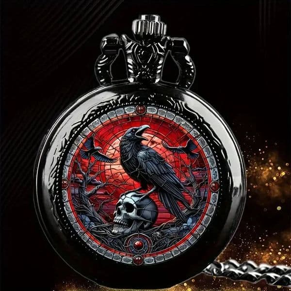 Colorful Pattern Medium Pocket Watch Retro Flip Decoration Necklace Personalized Trend Male and Female Student Quartz 251107