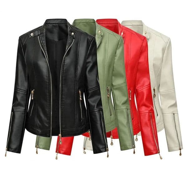 Elegant Faux Leather Jackets Women Lapel Zipper Long Sleeve Female Coats Autumn Winter Lady Street Spring Coat Moto Jacket 251105