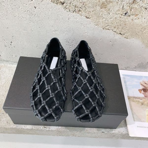 Women's Shoes Ballet Flats Cutout Knotted Leather Ballerina