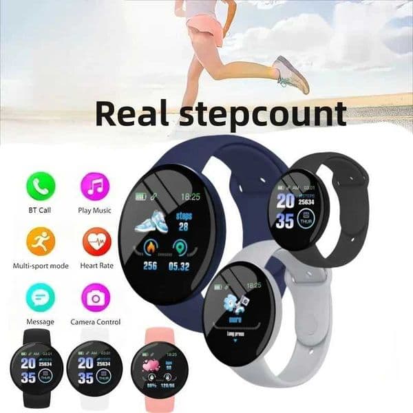 D18 Smart Watch Heart Rate Monitor Mens Smart Watch Round Fitness Digital Watch Mens Strap Bracelet PK D20 B41XJ250408