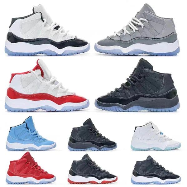 designer 11 children basketball kids shoes baby 11s XI cherry bred cool grey concord unc space jam gamma blue toddler sneakers fashion tennis shoes C251115
