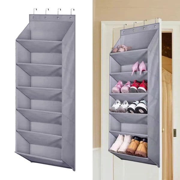 Over Door Shoe Organizer with Large 6 Deep Pockets Door Shoe Rack for Closet Door Foldable 16 Pairs Resuable Hanging Storage Bag 251106