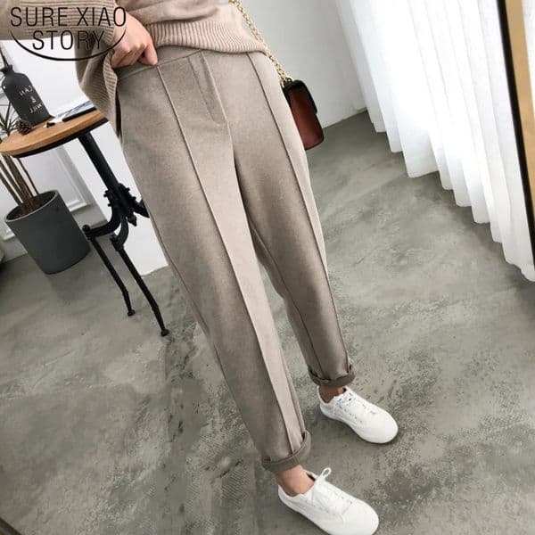 Thicken Women Pencil Pants 2025 autumn Winter Trousers OL Style Female Work Suit Pant Loose Female Trousers Capris 6648 251105