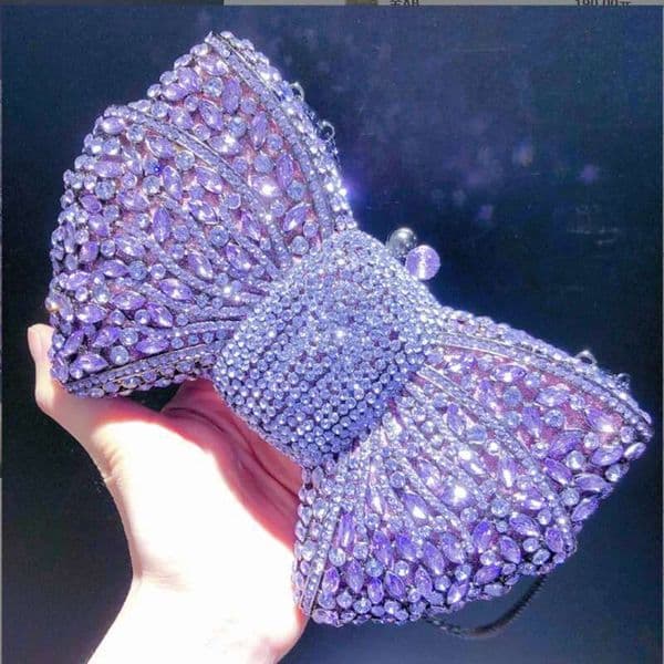 Women Violet Evening Bag Party Pouch Designer Clutches Crystal Clutch Purse Fushia Rhie Purses Money Handbag Purple