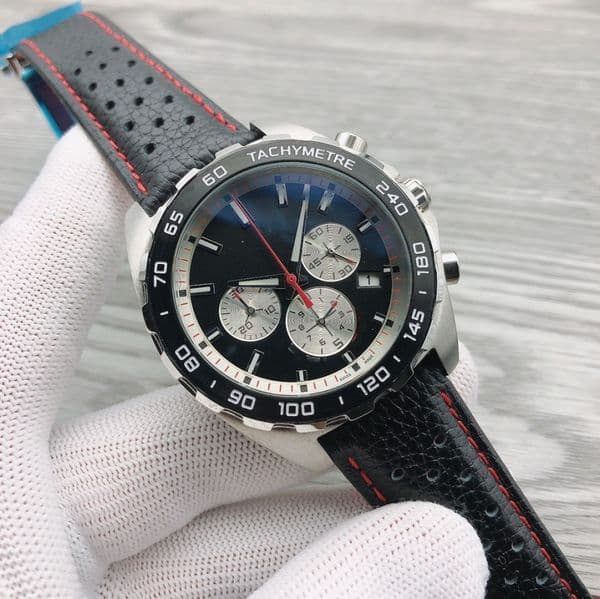 Luxury mens watches designer watch sport multi-function Japanese Multi-Function VK top end Quartz Movement 41mm LEATHER RUBBER strap sapphire crystal Waterproof