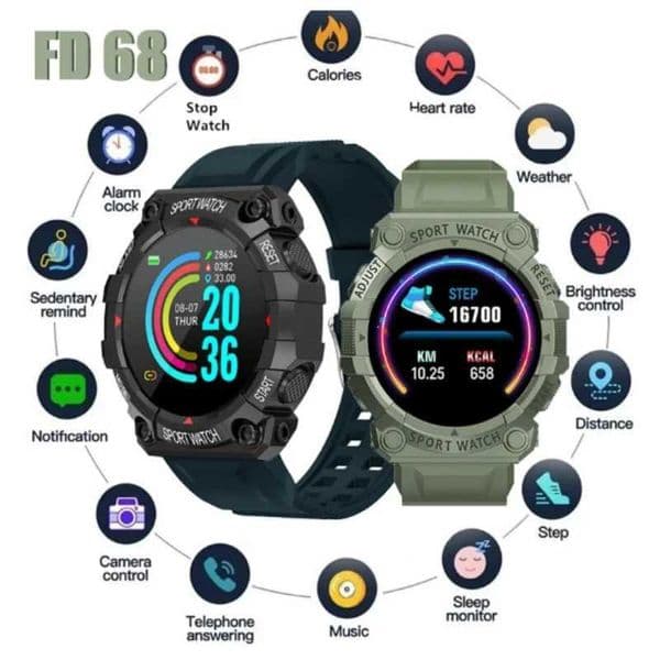 New FD68S smartwatch mens and childrens etooth smartwatch IP68 Touchsn fitness bracelet sports fitness smart strap iOS and AndroidXJ250408