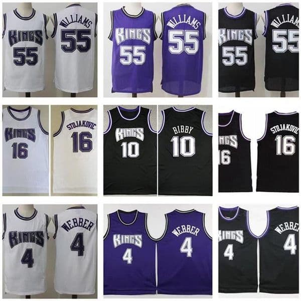 Stitched King Classics Retro Basketball jerseys Jason William Peja Stojakovic Chris Webber Mike Bibby Jersey Hardwoods Vintage Men black
