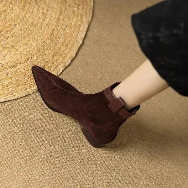 Soft Suede Vintage Western Denim Boots Womens Tall Winter Boots Frosted Versatile Pointed Toe Chelsea Boots Short Boots 251106