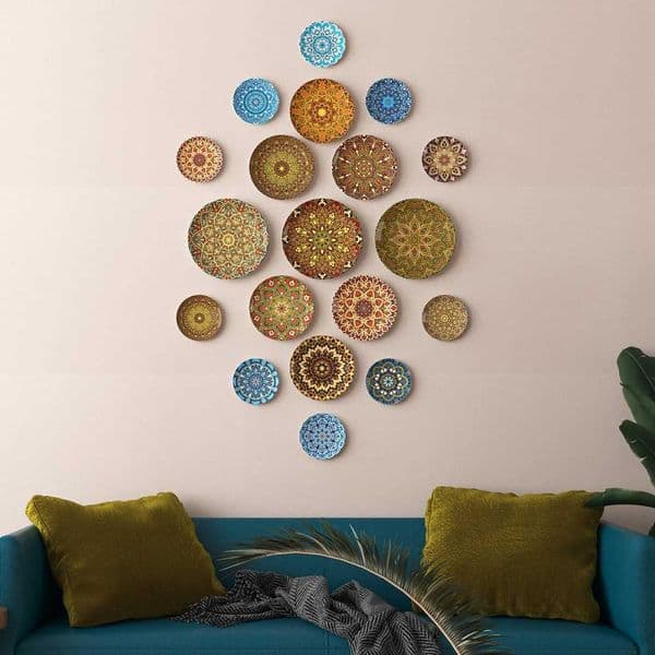 Bohemian style ceramic decorative hang tags living room dining room sofa background dining room wall decoration X250408