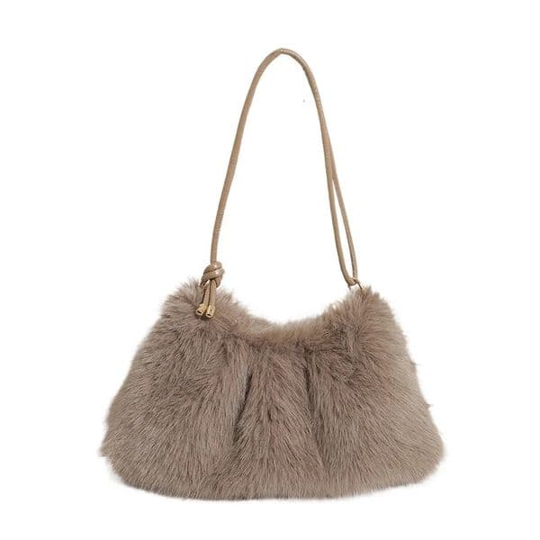 Elegant Faux Fur Crossbody Bag Vintage Bucket Woman Handbag Large Capacity Fashion Plush Versatile Shoulder 251103