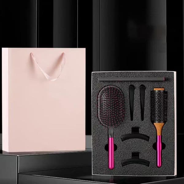 Womens Comb 7 in 1 Set Air Cushion Comb Hair Wide Tooth Comb Round Hairbrush Designer Hairpin Cylindrical Comb Hair Slide Barrette Clip