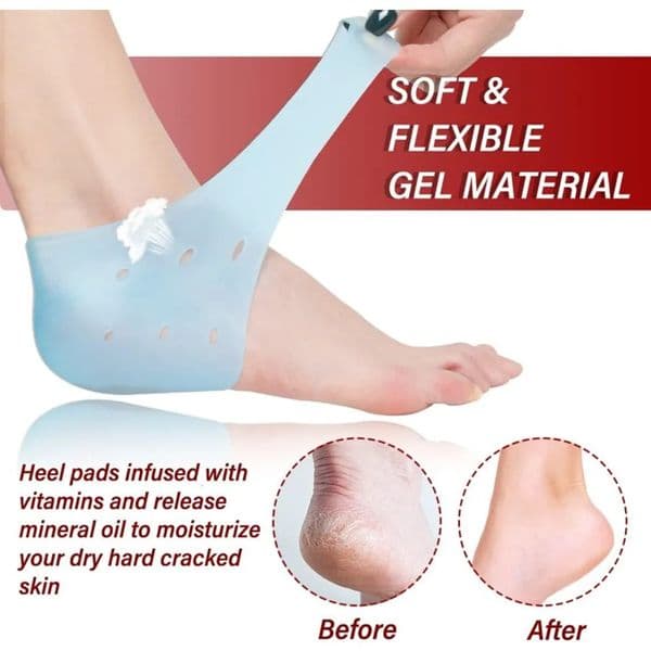 RHBJ Heel Cups for Heel Pain Relief 2pcs=1 Pairs Blue Soft Gel Plantar Fasciitis Support Reduces Friction and Shock Foot Care 250408