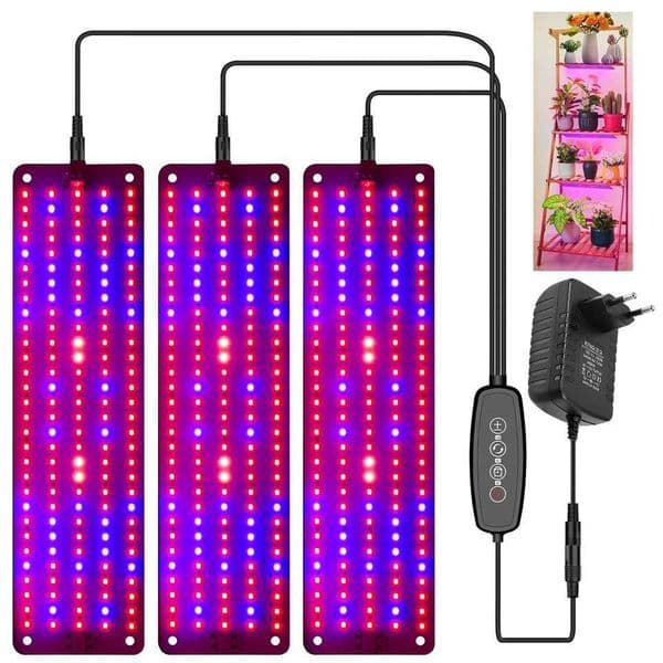 Full spectrum plant growth lamp LED automatic on/off timer 3/6/12H 3 lamp mode 6 dimmable level 12V indoor plant growth lamp Z250407
