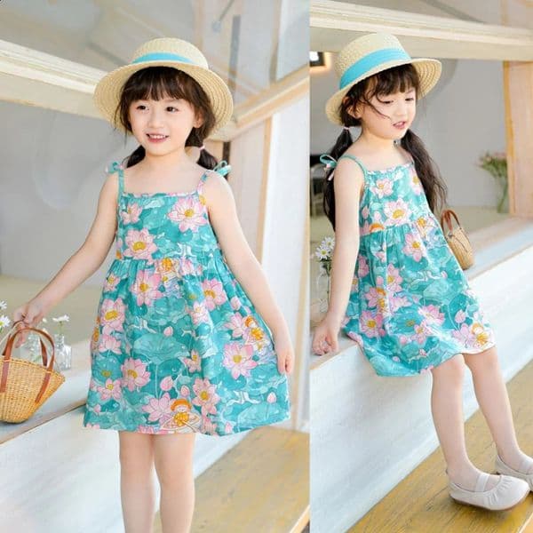 Girl Dress Cotton Summer Crushed Flower Kids Clothes Children Flower Dresses Sleeveless Princess Party Outfit Kids Clothing 250408