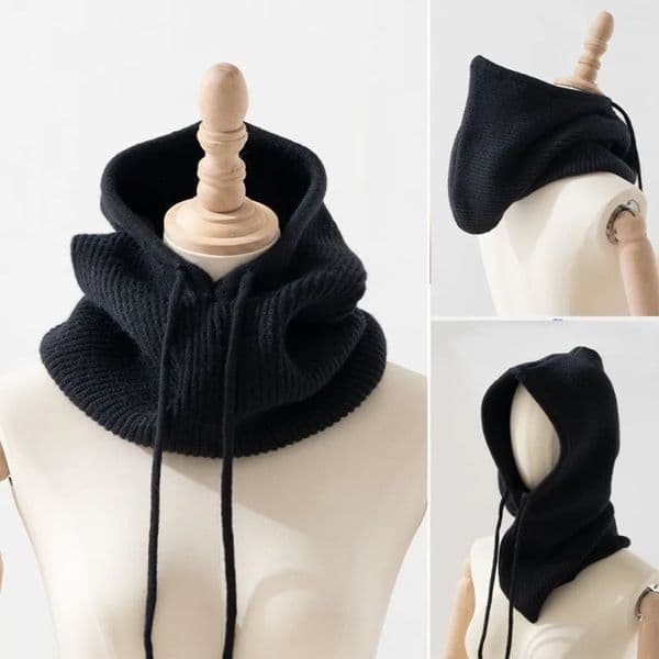 Knitted Balaclava Hat Woolen Yarn Collar Warm Pullover Beanies Skullies Windproof Hat Scarf Dual-purpose Men Bonnets Outdoor 251107