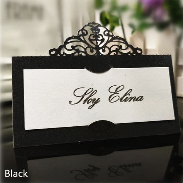 50/100pcs Elegant Table Card Heart shaped Hollow Table Business Card Business Card Wedding Guests Banquet Party Discount 5z 250402