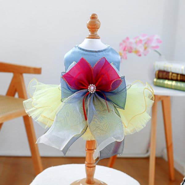Luxury Dress cat A Dog, Exquisite Embroidered Pet Wedding Apparel For Dogs, Charming Bow Puppy Outfit Multi-Layered dog Lace Cat Costume Free Shipping