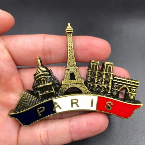 3D stereo French Paris Metal Fridge Magnets Retro Resin Magnetic French Paris Refrigerator Sticker Tourist Souvenir Home Decor 250407
