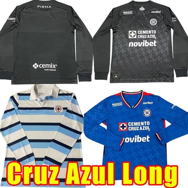 Long sleeve fans player version goalkeeper Home Liga MX Cruz Azul Soccer Jerseys 2025 2026 RODRIGUEZ SALCEDO RIVERO MOISES SEPULVEDA CAMBINDO ANTUNA ROMERO