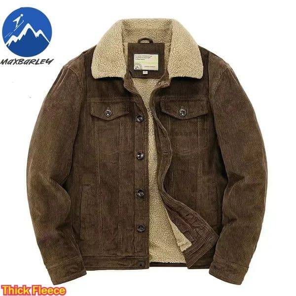 Male Cotton Jackets Padded Warm Loose Parka Coat Corduroy Short Jacket Man Solid Fur Collar Windbreaker Winter Men Fleece Jacket 251107