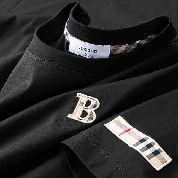 Summer new high-grade cotton fashion casual all round neck short-sleeved T-shirt cotton light luxury handsome men black white