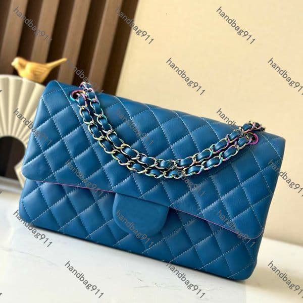 10A Royal Blue -Plum Red Tone Flap Bags Top Designer Lambskin Leather Diamond Pattern CF Handbags Colorful Hardware Buckle Adjustable Chains Shoulder Bags Women