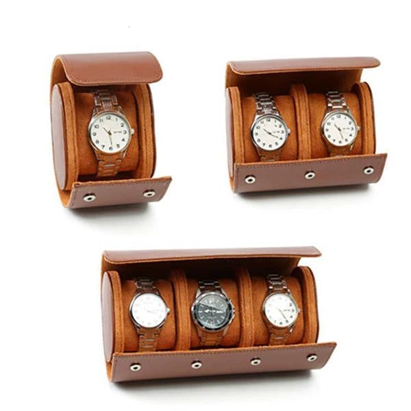 1/2/3-Slot Watch Roll Travel Case Portable Vintage Leather Watch Display Case Storage Box Watch Organizers Men Christmas Gift 251107