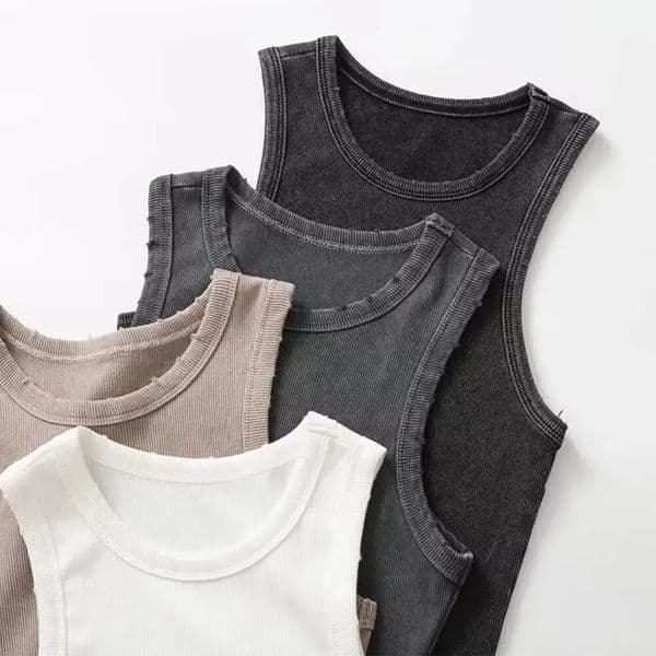 women fashion wash hole T-shirt vest womens solid color retro sleeveless slim top Washed Vest high quality womens wear 250409
