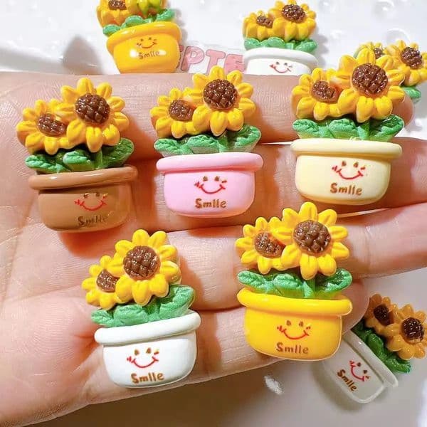 5pcs Resin Cartoon Fridge Magnets Sunflower Refrigerator Magnetic 3D Sticker Message DIY Whiteboard Sticker For Home Decor 250407BJ