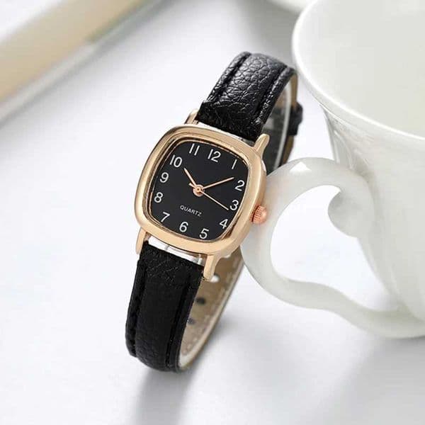 Womens Watch Fashion Square Small Arabic Quartz Watch Leather Strap WatchXJ250408