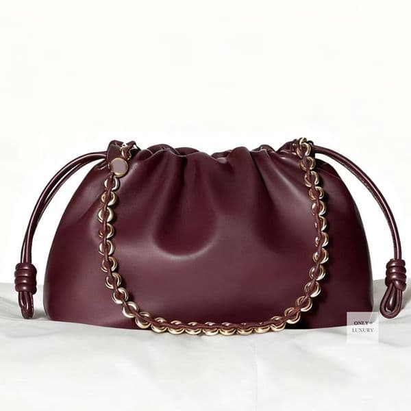 Luxury designer handbag hobo shoulder bag clutch calfskin genuine leather smooth soft bags detachable chain strap women burgundy crossbody tote 7A high quality