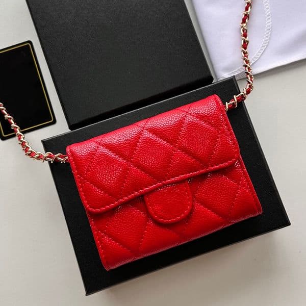 Designer Wallets Crossbody Bags Women Purse High Quality Genuine Leather Cowhide Classic Flap with Gold Chain Cross Body Womens Wallet Purses Designer Bag