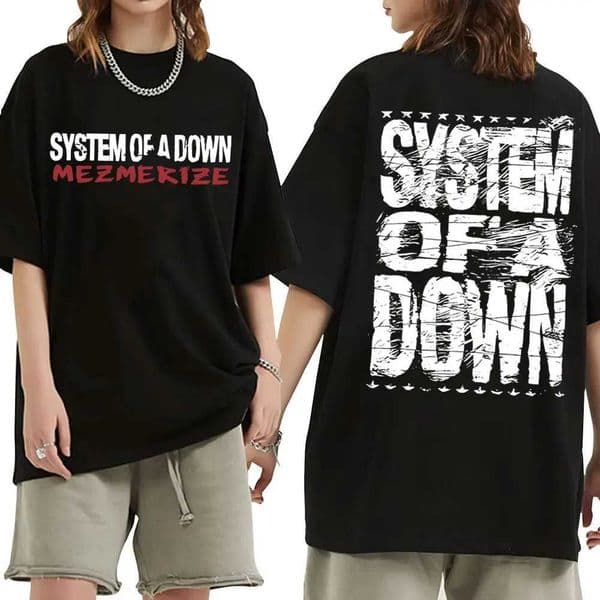Rock Band System Mezmerize Down T-shirt Mens Retro Alternative Metal Music T-shirt Mens Fashion Oversized T-shirtXJ250409
