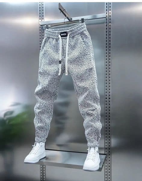 Spring And Autumn Men Harem Pants Zebra Striped Trousers Sport Clothing Cargo Sweatpants Brushed Loose Waist Versatile Pants 250408