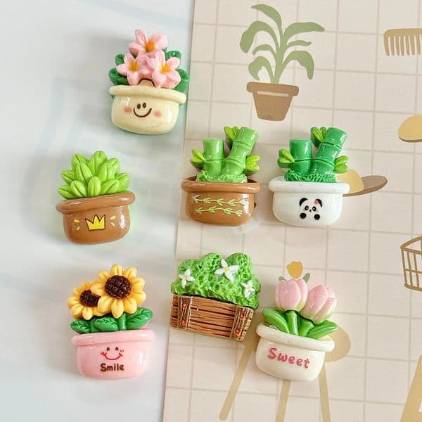 7pcs Green Plant Magnets - Vibrantly Colored Durable Decor for Kitchen Office More - Versatile Use on Fridge Whiteboards 250407BJ