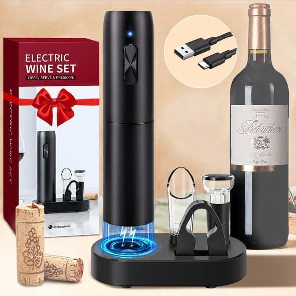 Electric Wine Bottle Opener Automatic Red Wine Corkscrew with Charging Base or Battery Powered Wine Tools Kitchen Products 251110