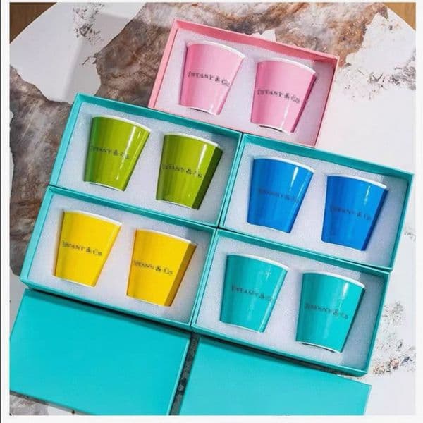 Elegant 2PCS Ceramic Mugs Set - High-Quality Porcelain Coffee u0026 Tea Cups with Gift Box and Bag Ideal Wedding u0026 Birthday Presents Y260520